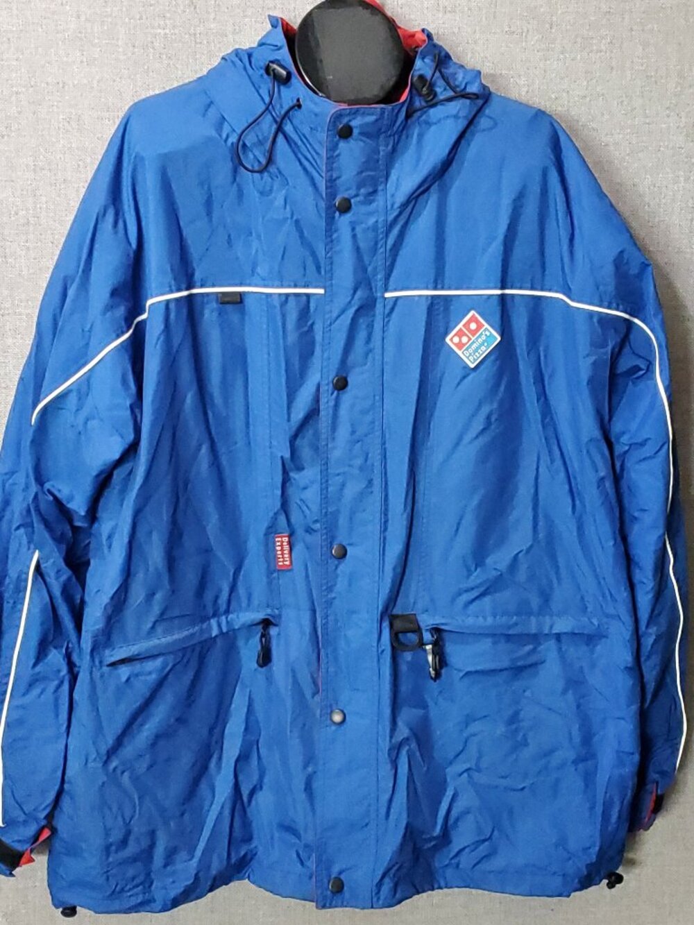 Dominos Pizza Delivery Driver Hooded Windbreaker Rain Jacket Size XL Men's